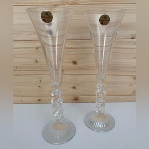 Cristal D’Arques 2000 Millennium Y2K Champagne Flutes Set of 2 Crystal Glasses